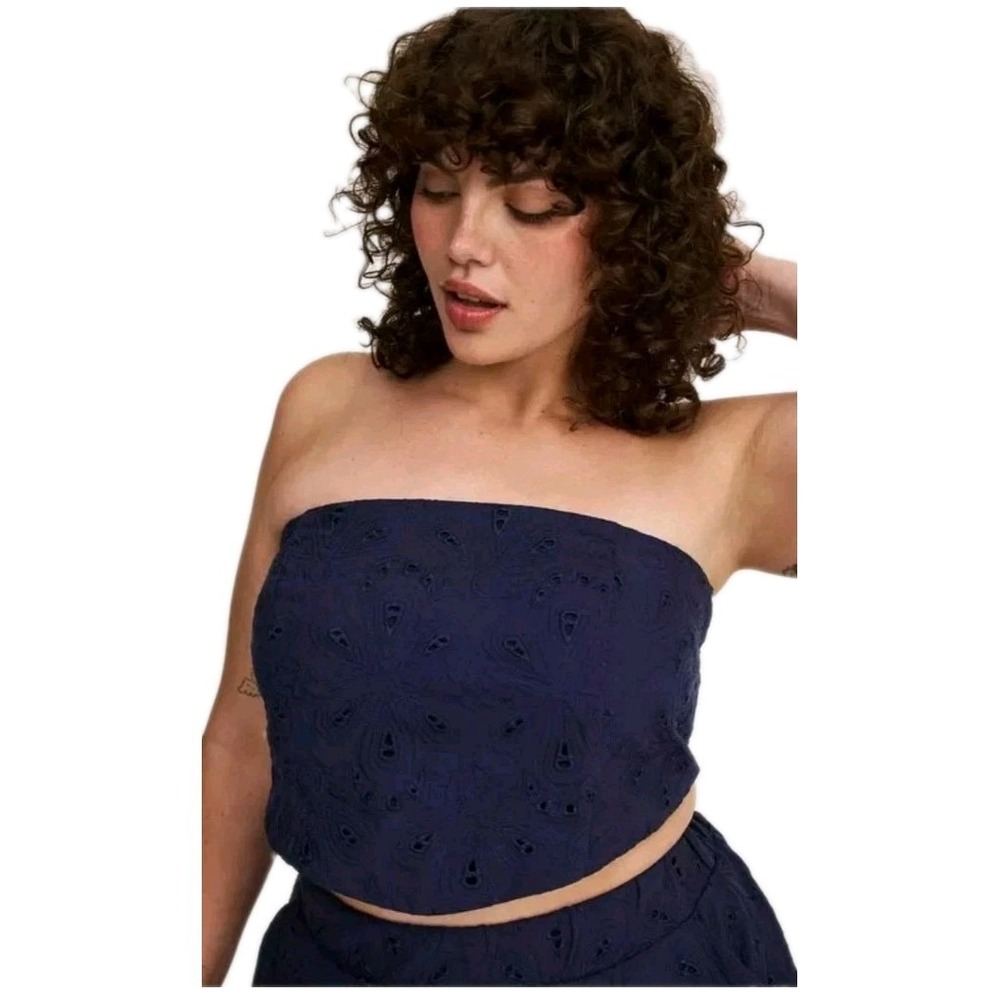 NWT Torrid Allover Embroidered Wash Challis Corset Top In Peacoat Navy Sz 0
